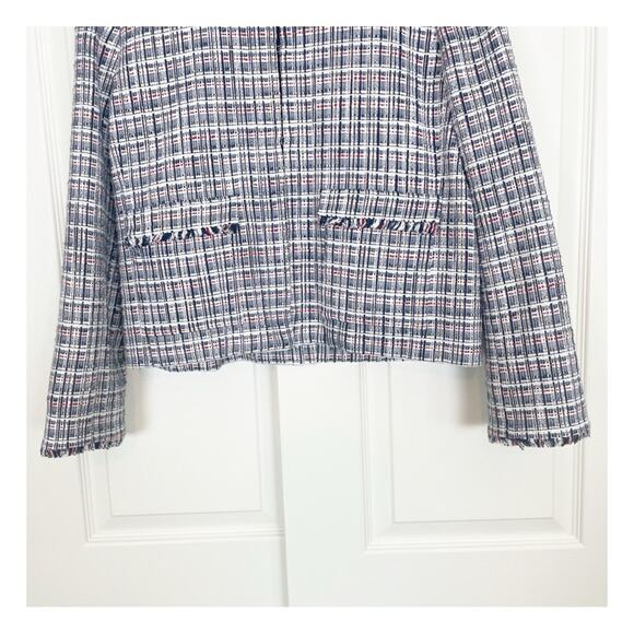 J. Crew Tweed Navy Red Lady Jacket Blazer Classic Tailored Chic Sz 14 - Picture 4 of 14